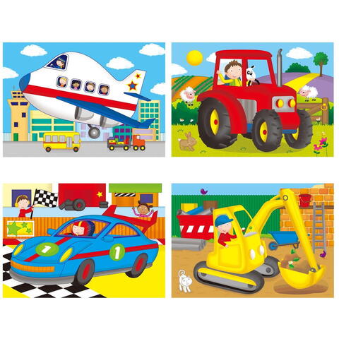 Galt Set 4 puzzle-uri Vehicule (4, 6, 8, 12 piese) - RESIGILAT