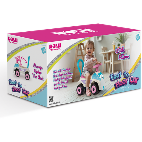 DOLU Masina fara pedale Foot to Floor - Alb& roz