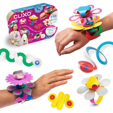 Clixo® joc magnetic de construit - Bijuterii colorate (28 piese)