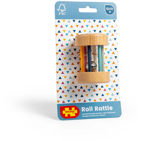 BIGJIGS Toys Cilindru din lemn cu zornaitoare