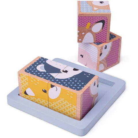 BIGJIGS Toys Puzzle cubic - Animalute vesele