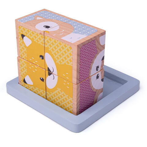 BIGJIGS Toys Puzzle cubic - Animalute vesele
