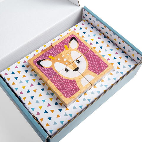 BIGJIGS Toys Puzzle cubic - Animalute vesele