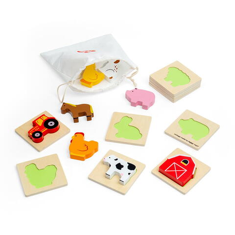 BIGJIGS Toys Joc Simte si gaseste - Ferma