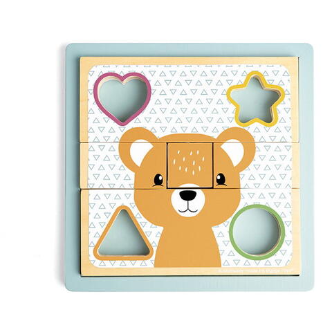 BIGJIGS Toys Puzzle cu sortator forme - Animalute