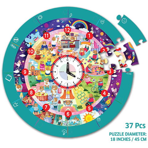 Chalk and Chuckles Puzzle - Ursuletul invata ceasul