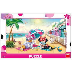 Puzzle cu rama - Minnie si Daisy la plaja (15 piese)