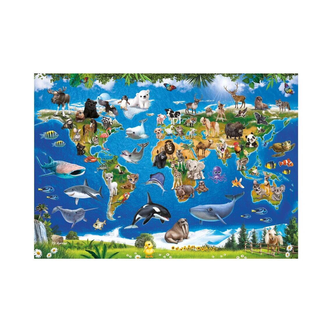 Puzzle-uri clasice - Puzzle XL - Harta animalelor (100 piese)