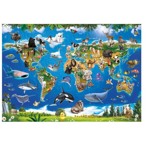 Dino Puzzle XL - Harta animalelor (100 piese)