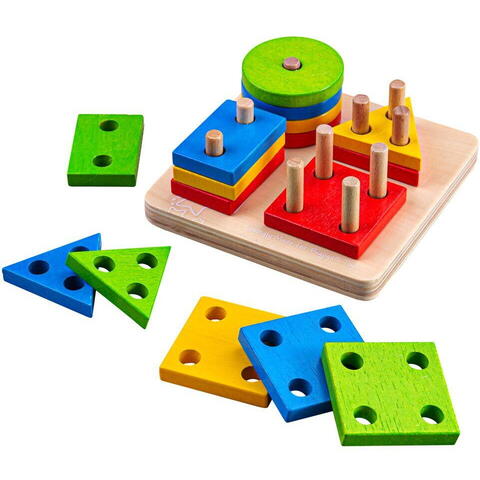 BIGJIGS Toys Joc de sortare - 4 forme geometrice - RESIGILAT