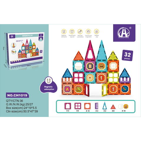 Bufnitel Set de constructie magnetic - 32 piese (7.5 cm)