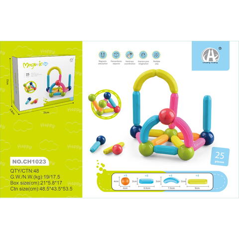 Bufnitel Set de constructie magnetic - Forme 3D (25 piese)