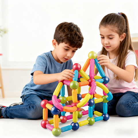 Bufnitel Set de constructie magnetic - Forme 3D (84 piese)