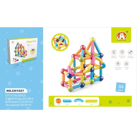 Bufnitel Set de constructie magnetic - Forme 3D (84 piese)