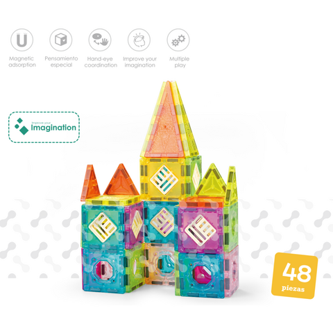 Bufnitel Set de constructie magnetic - 48 piese (5.5 cm)