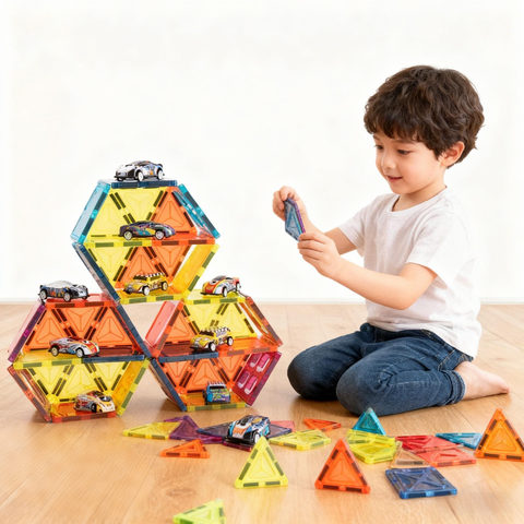 Bufnitel Joc magnetic - Parcarea masinutelor 66 piese (7.5 cm)
