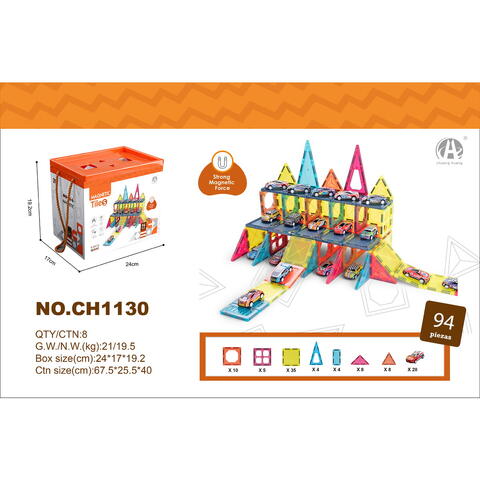 Bufnitel Joc magnetic - Parcarea masinutelor 94 piese (7.5 cm)