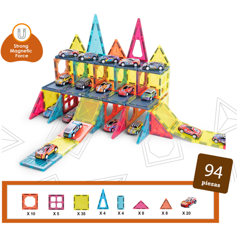 Bufnitel Joc magnetic - Parcarea masinutelor 94 piese (7.5 cm)