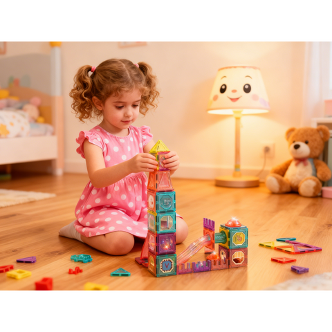 Bufnitel Labirintul meu magnetic cu lumini - 166 piese (7.5 cm)