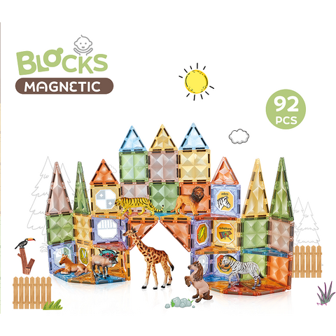 Bufnitel Joc magnetic Diamond La Zoo - 92 piese (7.5 cm)