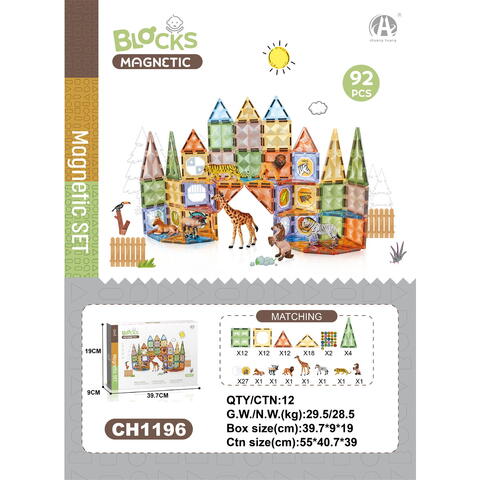 Bufnitel Joc magnetic Diamond La Zoo - 92 piese (7.5 cm)