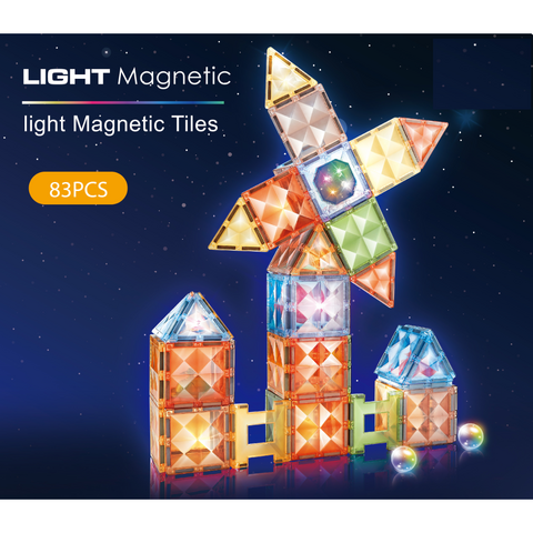 Bufnitel Joc magnetic Diamond cu lumini  - 83 piese (7.5 cm)