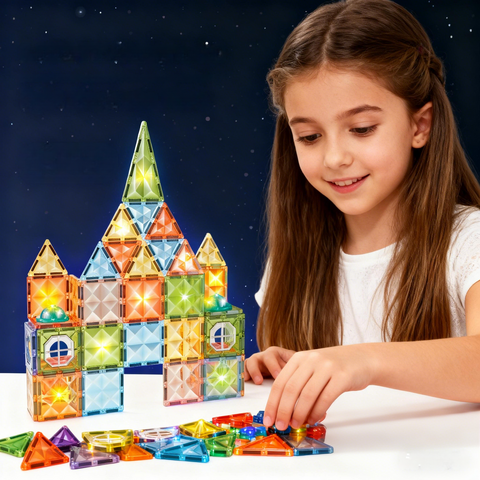 Bufnitel Joc magnetic Diamond cu lumini  - 73 piese (7.5 cm)