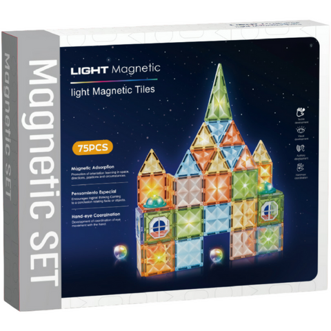 Bufnitel Joc magnetic Diamond cu lumini  - 75 piese (7.5 cm)