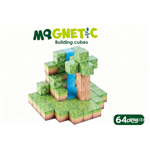 Bufnitel Cuburi magnetice - In natura 64 piese (2.5 cm)