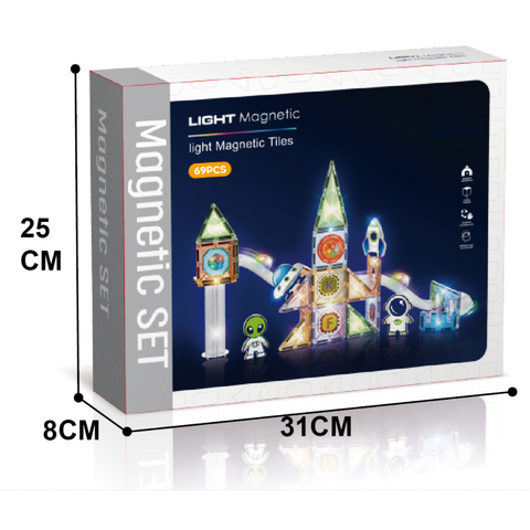 Bufnitel Labirint magnetic Diamond cu lumini - In spatiu 69 piese (7.5 cm)