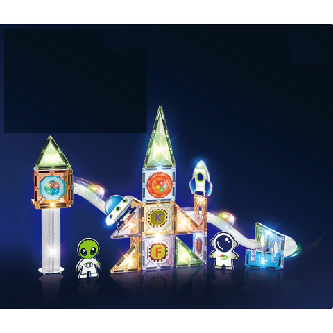 Bufnitel Labirint magnetic Diamond cu lumini - In spatiu 69 piese (7.5 cm)