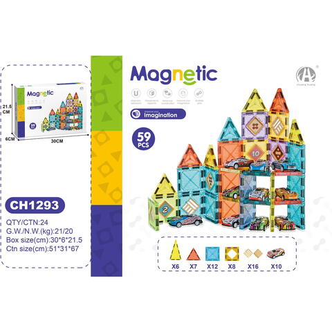 Bufnitel Joc magnetic - Parcarea masinutelor 59 piese (5.5 cm)