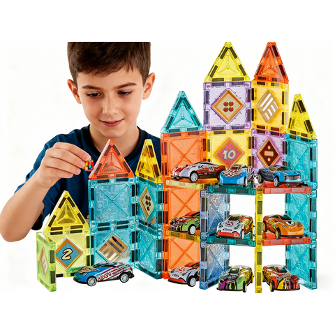 Bufnitel Joc magnetic - Parcarea masinutelor 59 piese (5.5 cm)