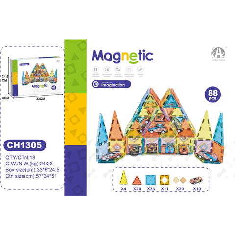 Bufnitel Joc magnetic - Parcarea masinutelor 88 piese (5.5 cm)