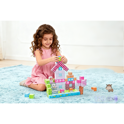 Bufnitel Cuburi magnetice  - Universul printeselor 110 piese (2 cm)