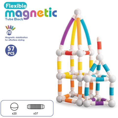 Bufnitel Set de constructie STEM magnetic -  Tuburi flexibile (57 piese)