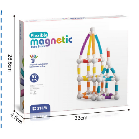 Bufnitel Set de constructie STEM magnetic -  Tuburi flexibile (57 piese)