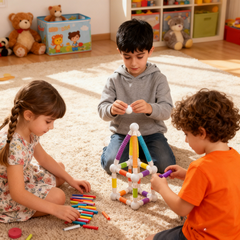 Bufnitel Set de constructie STEM magnetic -  Tuburi flexibile (57 piese)