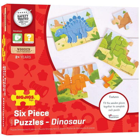 BIGJIGS Toys Set 3 puzzle din lemn - Dinozauri - RESIGILAT