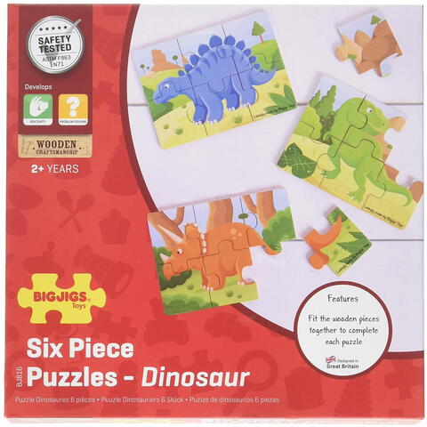 BIGJIGS Toys Set 3 puzzle din lemn - Dinozauri - RESIGILAT