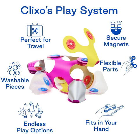 Clixo® joc magnetic de construit - Tiny & Mighty Sparkle (9 piese)