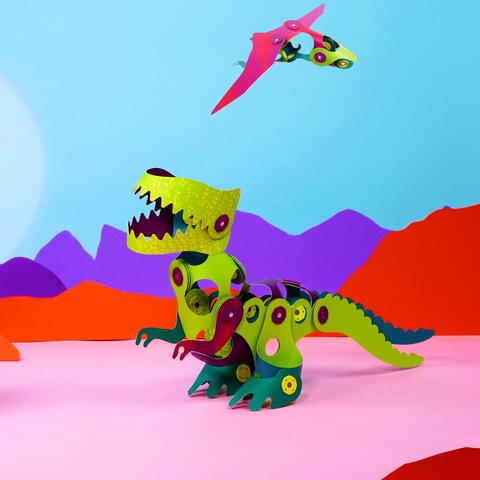 Clixo® joc magnetic de construit - Aventuri cu dinozauri (36 piese)