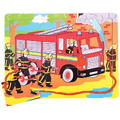 BIGJIGS Toys Puzzle incastru din lemn - Pompieri in misiune ( 9 piese)