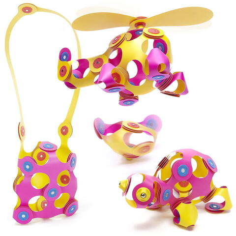 Clixo® joc magnetic de construit - Crew Roz & Galben (30 piese) - RESIGILAT