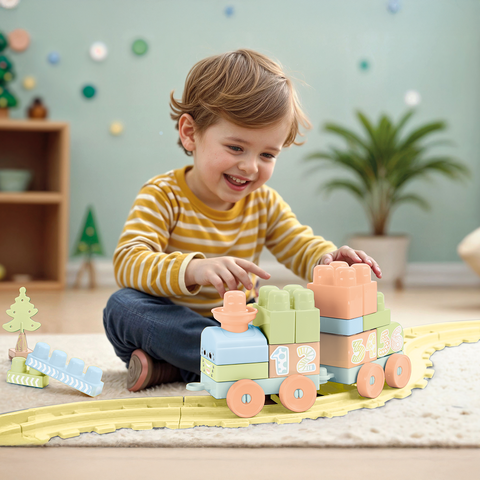 DOLU Set de constructii cu trenulet - 36 piese (pastel)