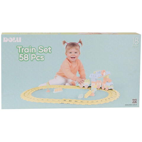 DOLU Set de constructii cu trenulet - 58 piese (pastel)
