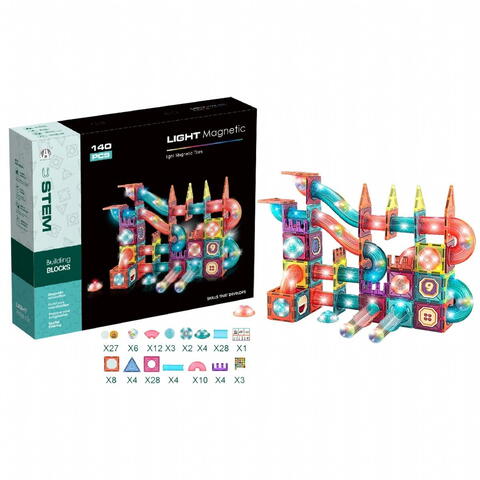 Bufnitel Labirintul meu magnetic cu lumini - 140 piese (7.5 cm)