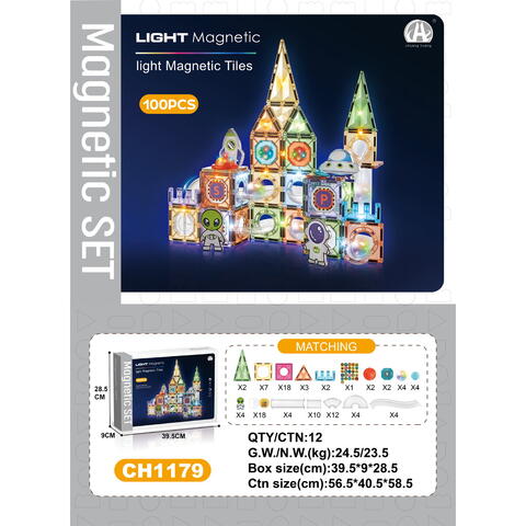 Bufnitel Labirintul meu magnetic cu lumini - In spatiu 100 piese (7.5 cm)