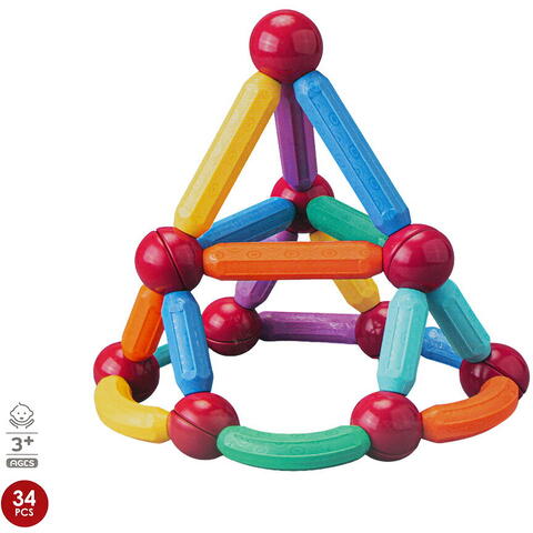 Bufnitel Set de constructie magnetic - Forme 3D (34 piese)