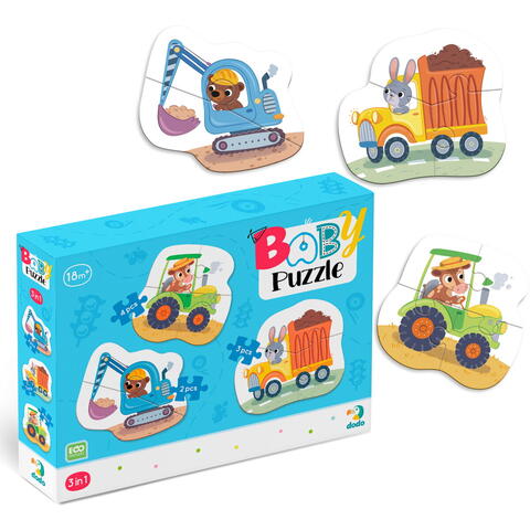 Dodo Baby puzzle 3 in 1 - Mijloace de transport (2,3,4 piese)